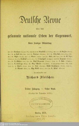 3.1878,1: Deutsche Revue über das gesamte nationale Leben der Gegenwart
