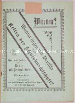 Schrift über die deutsche "Schuldknechtschaft"