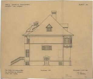 Fischer, Theodor; München - Laim; Haus Schätz - Westseite (Ansicht)