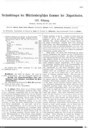 118. Sitzung, Stuttgart, 28.6.1902