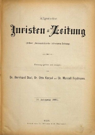Allgemeine Juristen-Zeitung. 4. 1881