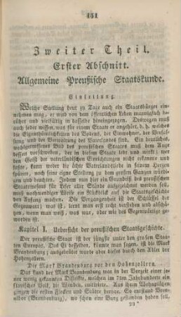 Erster Abschnitt. Allgemeiner Preußische Staatskunde