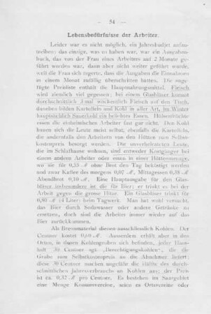 Lebensbedürfnisse der Arbeiter.