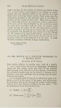 On the motion of a particle referred to a moving space.