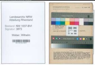 Entnazifizierung Wilhelm Weber , geb. 02.09.1900 (Postwalter)