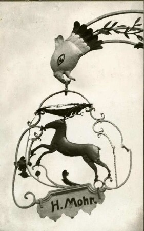 Wirtshausschild "Zum Hirsch", Schmiedeeisen. Detail zu FIg2 72