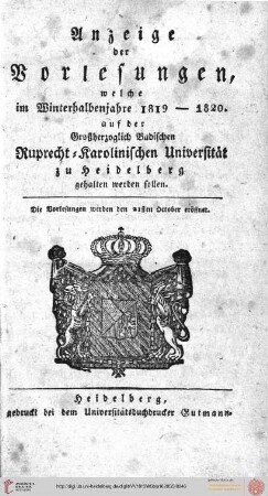Wintersemester 1819/1820
