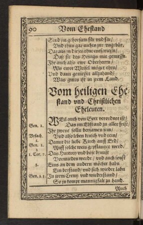 Vom heiligen Ehestand und Christlichen Eheleuten.