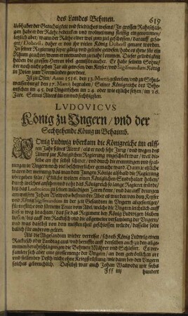 Ludovicus König zu Ungern, und der Sechtzehende König in Behaimb