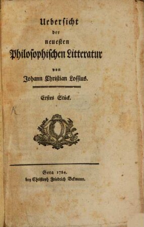 Uebersicht der neuesten Philosophischen Litteratur, 1