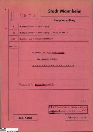 Wirtschafts-Finanzplan Stadtwerke