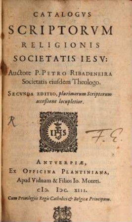 Illustrium scriptorum religionis Societatis Jesu catalogus