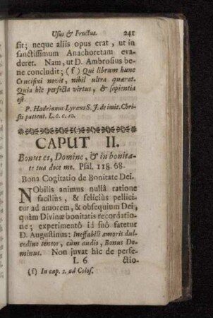 Caput II. Bona Cogitatio de Bonitate Dei.
