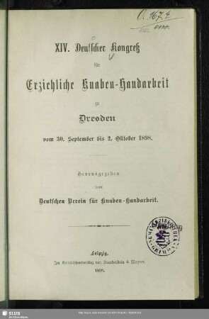 14.1898(1899): Deutscher Kongreß für Erziehliche Knaben-Handarbeit