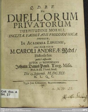 De duellorum privatorum turpitudine morali