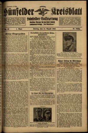 Erste Ausgabe vom Freitag, den 14. August 1942.
