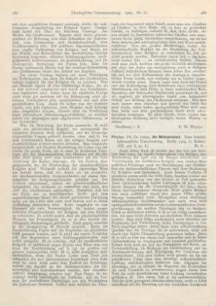 488-491 [Rezension] Pfister, Oskar, Die Willensfreiheit. Eine krit.-system. Untersuchung