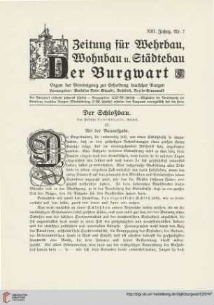 13: Der Schloßbau, 3, Art der Bauaufgabe