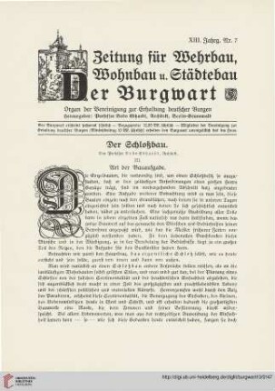 13: Der Schloßbau, 3, Art der Bauaufgabe