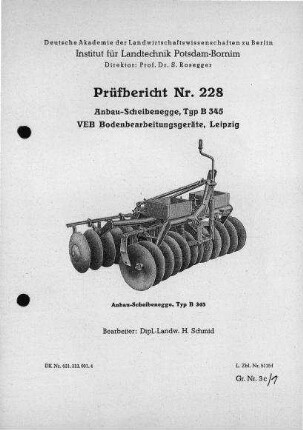 Anbau-Scheibenegge, Typ B 345
