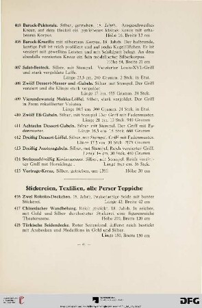 Stickereien, Textilien, alte Perser Teppiche (Nr. 416-467)