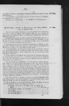 Bekanntmachung, betreffend die Benutzung des neuen Wiege-Krahns, vom 31. October 1858.