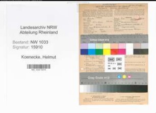 Entnazifizierung Helmut Koenecke , geb. 24.06.1922 (Lagerverwalter)