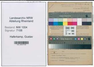 Entnazifizierung Gustav Haferkamp , geb. 20.07.1883 (Kaufm.Angestellter)