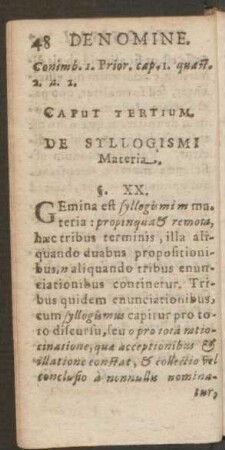 Caput Tertium. De Syllogismi Materia.