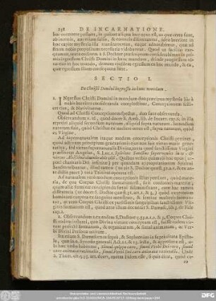 Sectio I. De Christi Domini ingressu in hunc mundum.