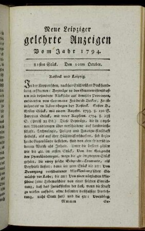 81stes Stück. Den 10ten October.