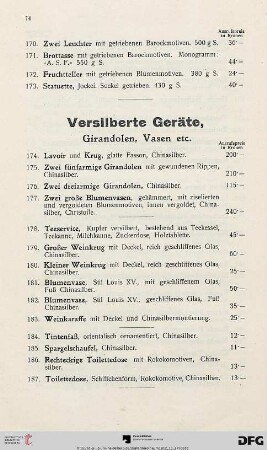 Versilberte Geräte (Nr. 174-187)