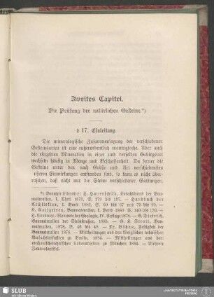 Zweites Capitel. Die Prüfung der natürlichen Gesteine