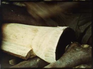 Asmat (Neuguinea, Südwestküste) - Herstellen einer Sanduhrtrommel