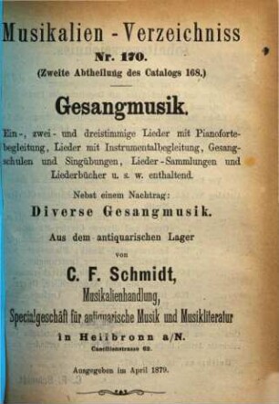 Catalog. 170. 1879