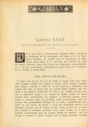 Capítulo XXXII. De los Santos Mártires León Carazuma y Paulo Suxaqui