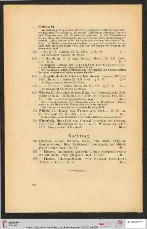 Nachtrag (Nr. 156 - 158)