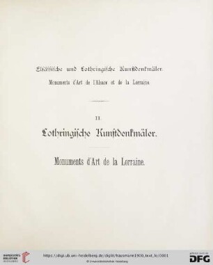 Text: Elsässische und lothringische Kunstdenkmäler: Lothringische Kunstdenkmäler