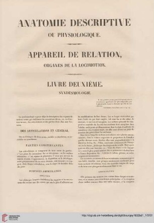 Livre deuxième: Syndesmologie