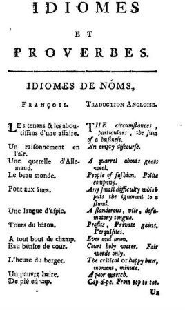 Idiomes et Proverbes.