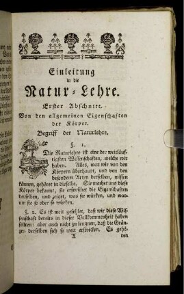 Erster Abschnitt. Von den allgemeinen Eigenschaften der Körper.