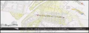 Bahnhofsbereich Potsdam Schinkelwettbewerb 1993: Lageplan, Schnitt 1:1000