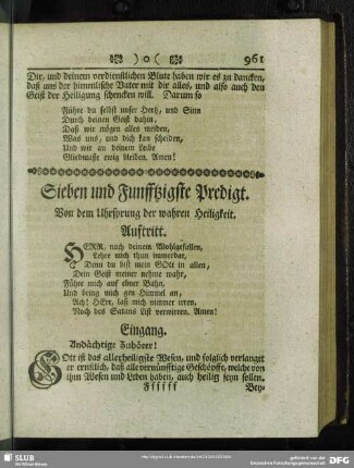 Sieben und Funfftzigste Predigt. Von dem Uhrsprung der wahren Heiligkeit