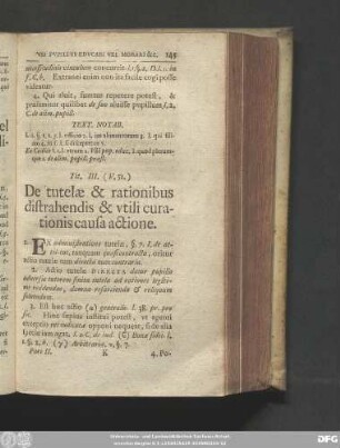 Tit. III. (V. 51.) De tutelae & rationibus distrahendis & utili curationis causa actione.