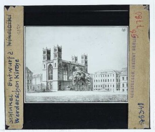 Schinkel, Entwurf für die Friedrichswerdersche Kirche, klassizistische Version (Druck, aus: Sammlung Architektonischer Entwürfe)
