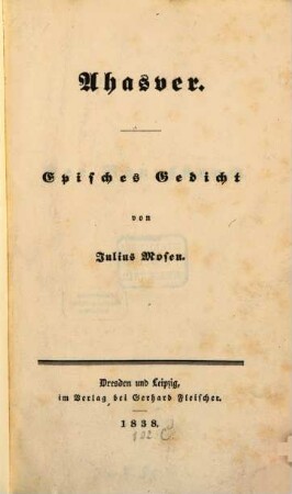 Ahasver : Episches Gedicht