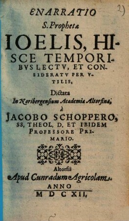 Enarratio s. prophetae Joelis