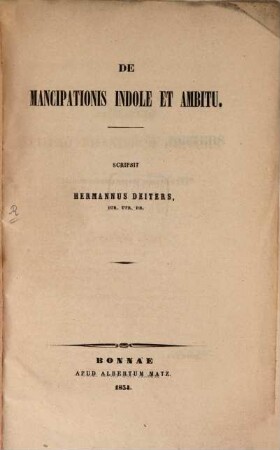 De mancipationis indole et ambitu