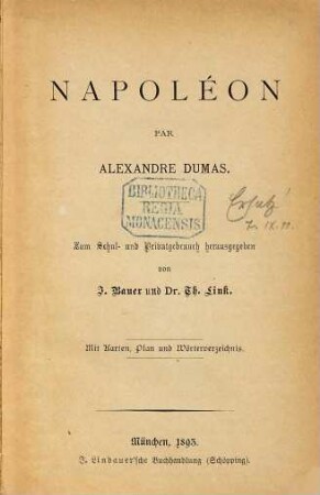 Napoléon : zum Schul- und Privatgebrauch