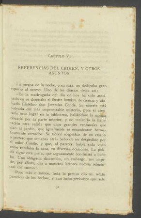Capítulo VI - Referencias del crimen, y otros asuntos